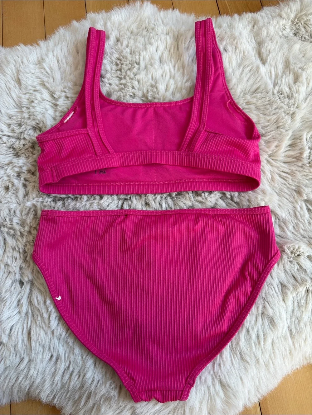 abercrombie kids Hot Pink Ribbed Two-Piece Swim Bikini